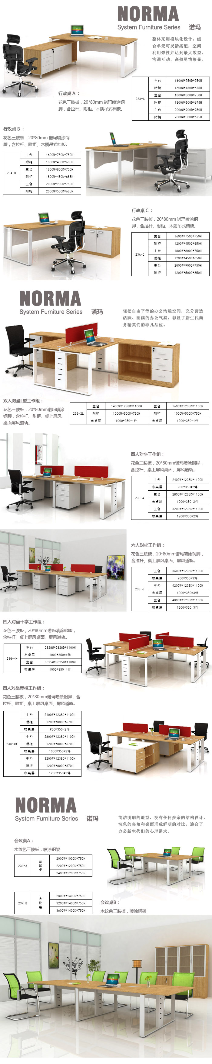 固湘源诺玛系列板式办公家具